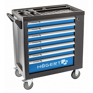 Тележка‑шкаф HT7G049 - 7 ящиков + боковой отсек, стальной инструментальный шкаф на колёсах