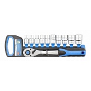 Набор HT1R332 - трещотка 1/2″ и 10 головок (4–13 мм), 72‑зубчатый механизм