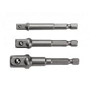 Набор держателей для бит HT1S445, (1/4″ → 1/4″/3/8″/1/2″, Cr‑V сталь, 3 шт.)