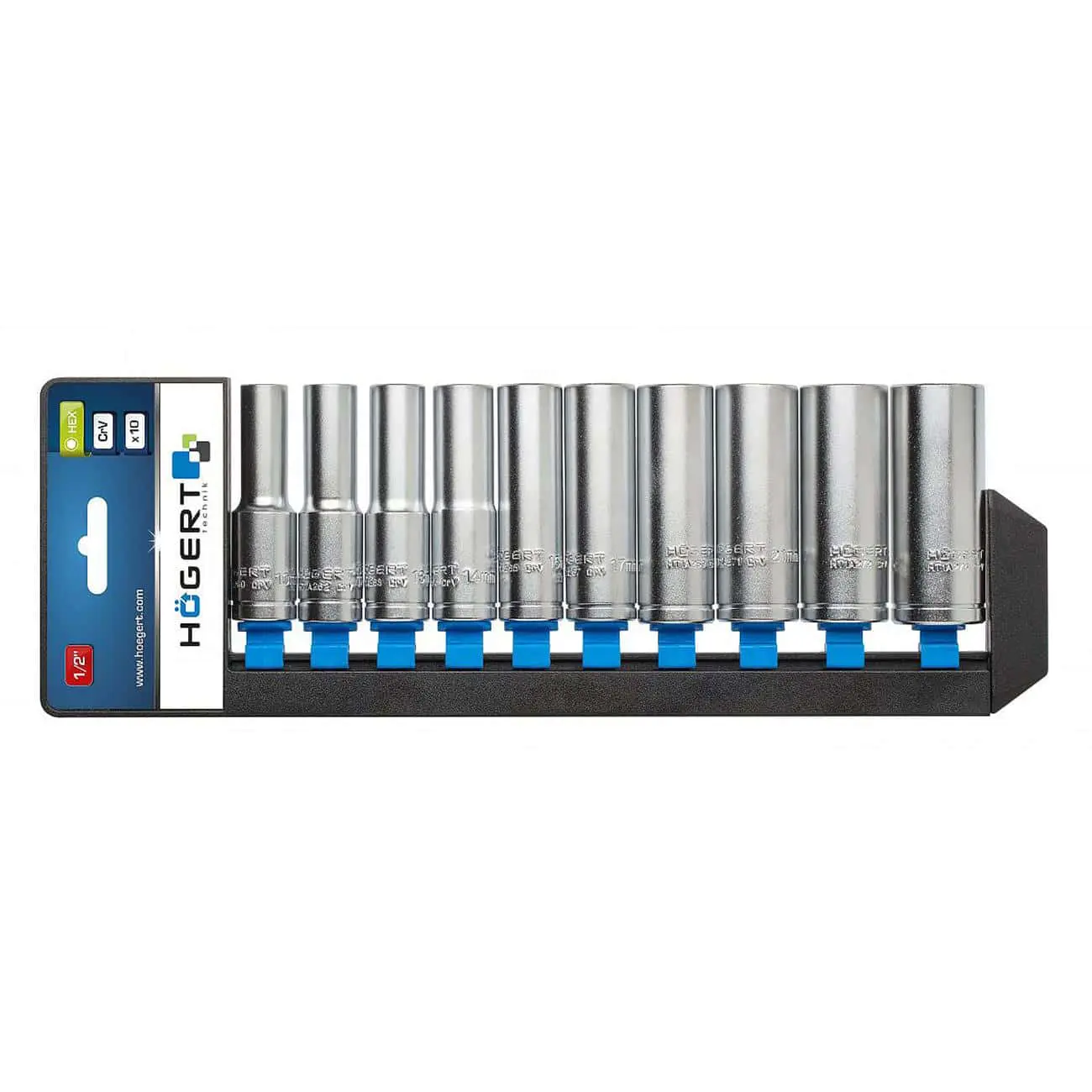 Набор головок глубоких шестигранных 76 мм, 1/2″, 10 шт