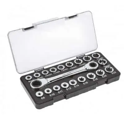 Накидной ключ с трещотками, 20 насадок