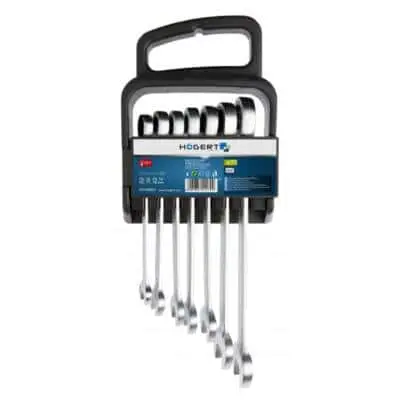 Набор комбинированных трещоточных ключей, 10-19 мм, 7 шт., 72T, сталь CrV 6140