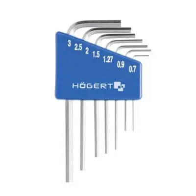 Набор шестигранных Г-образных ключей 0,71-3 мм, CrV, 7 шт