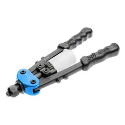 Заклепочник двуручный, короткий, 250 мм, для стальных и алюминиевых заклепок, 5 сменных головок, 2,4 - 4,8 мм