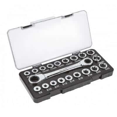 Накидной ключ с трещотками, 20 насадок