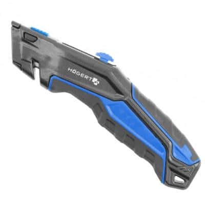 Нож с трапециевидным лезвием, в комплекте 3 запасных лезвия