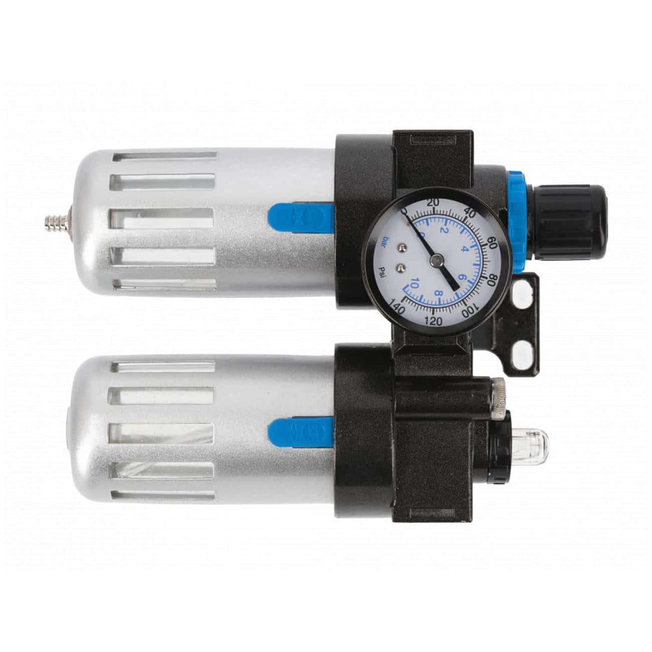 Фильтр-регулятор с манометром и лубрикатор пневматический 1/4″, 90см³/60см³, 9 бар/135 PSI
