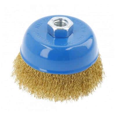 Щетка дисковая c резьбой, 100 мм, латунная проволока
